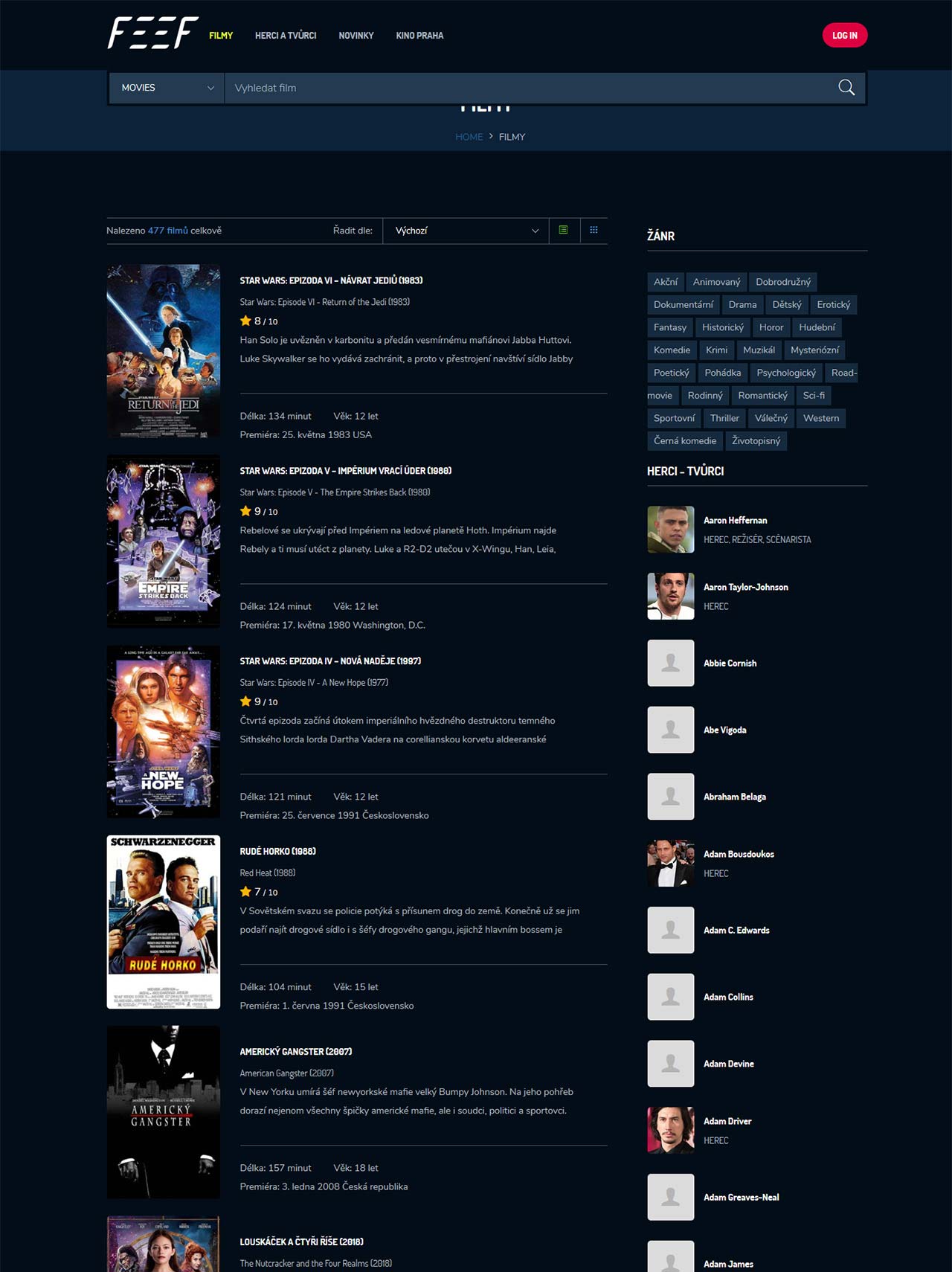 feef - databáze filmu a seriálů